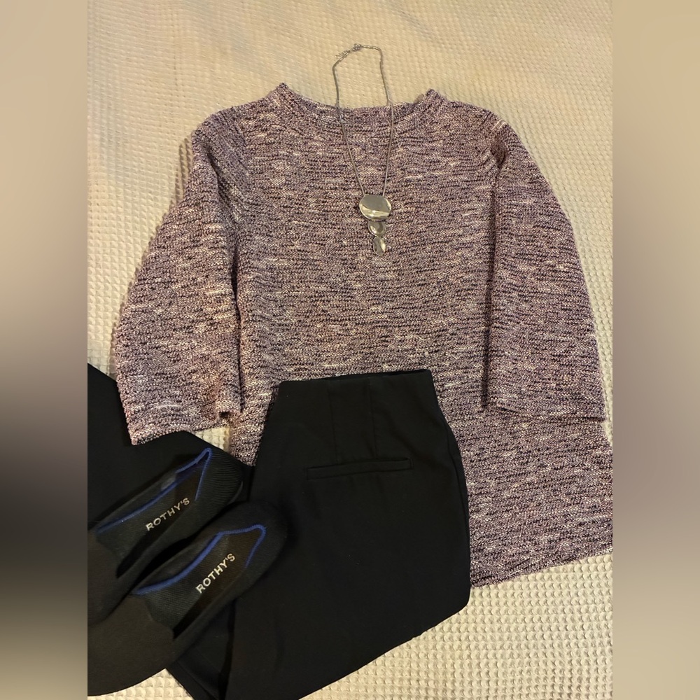 LOFT Heathered Pink and Black Top, Small